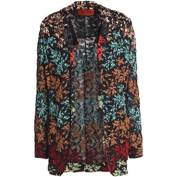 NEW $3150 Missoni Orange Label Metallic Embroidered Leaf Print Crochet Jacket - Picture 2 of 10